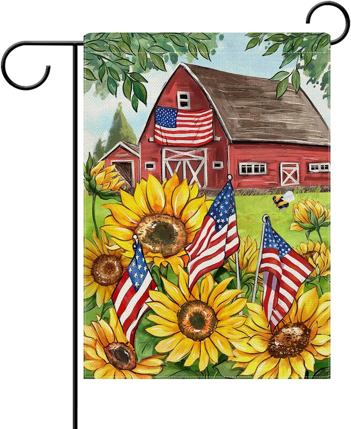Bandera decorativa jardín girasol diseño flores rústica