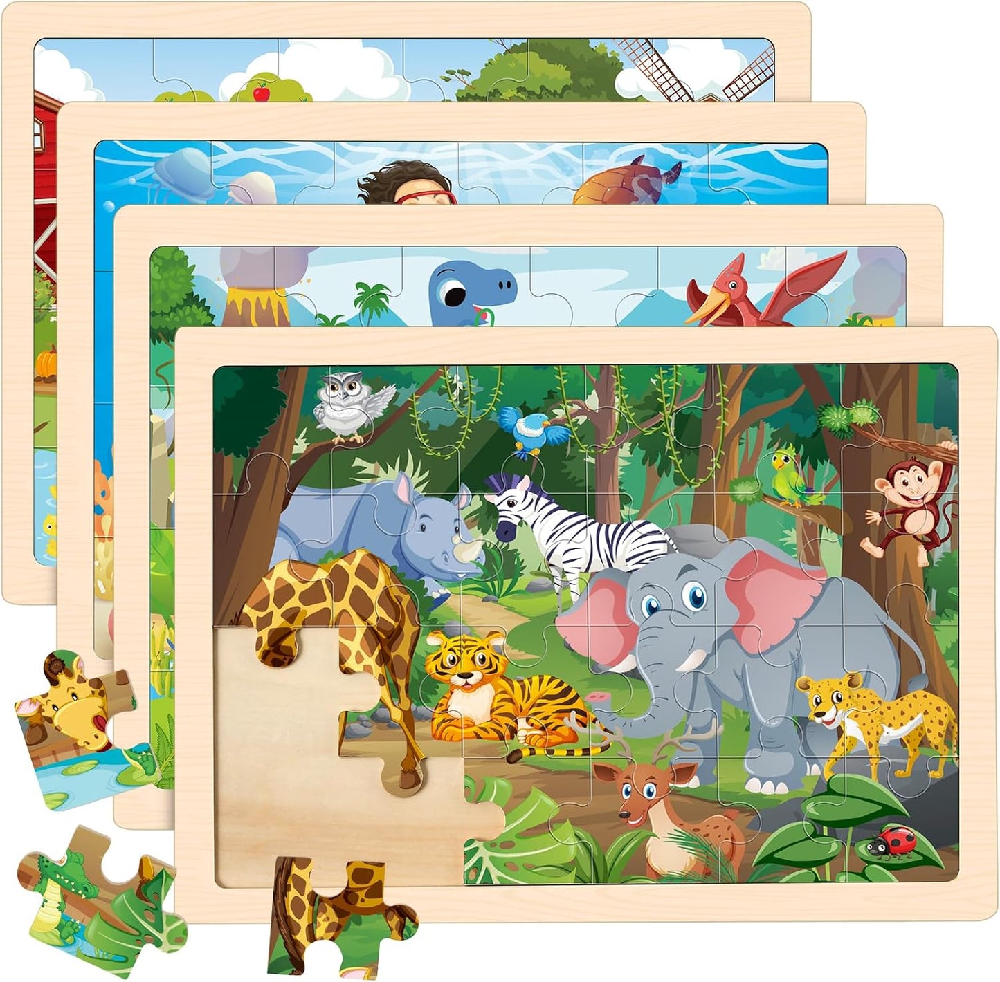 Rompecabezas madera niños set 4 de 24 pzas