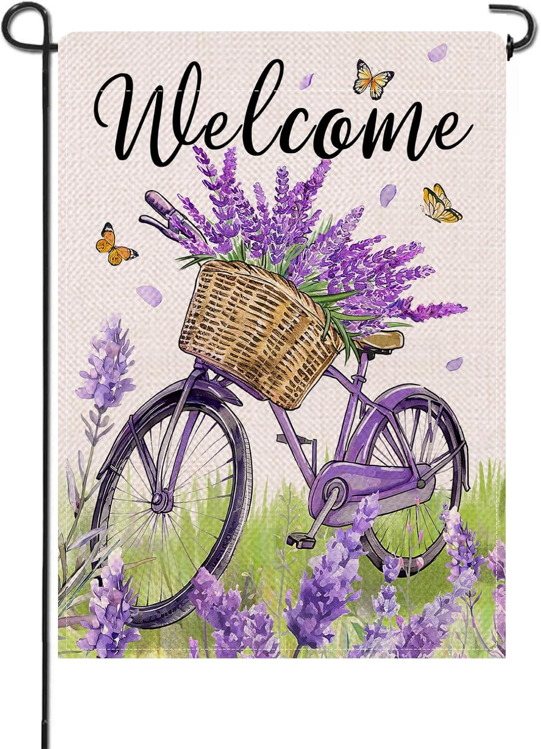 Bandera jardín decorativa para bicicleta lavanda flores