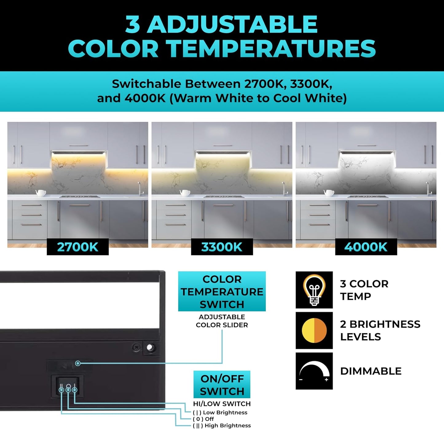 Iluminación LED negra 32pulg gabinete 3 colores