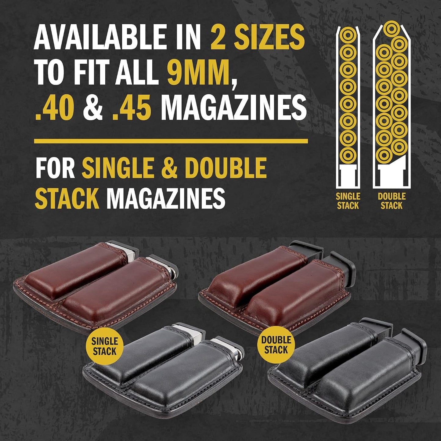 Funda cuero doble soporte revistas 9mm 40 45