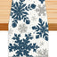 Mesa navideña invierno copos nieve plateados azules 13x72pulg