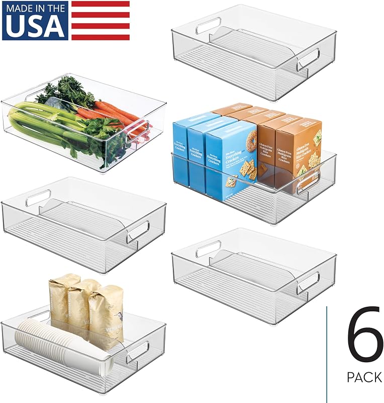 Papelera dividida con asas set 6 transparente