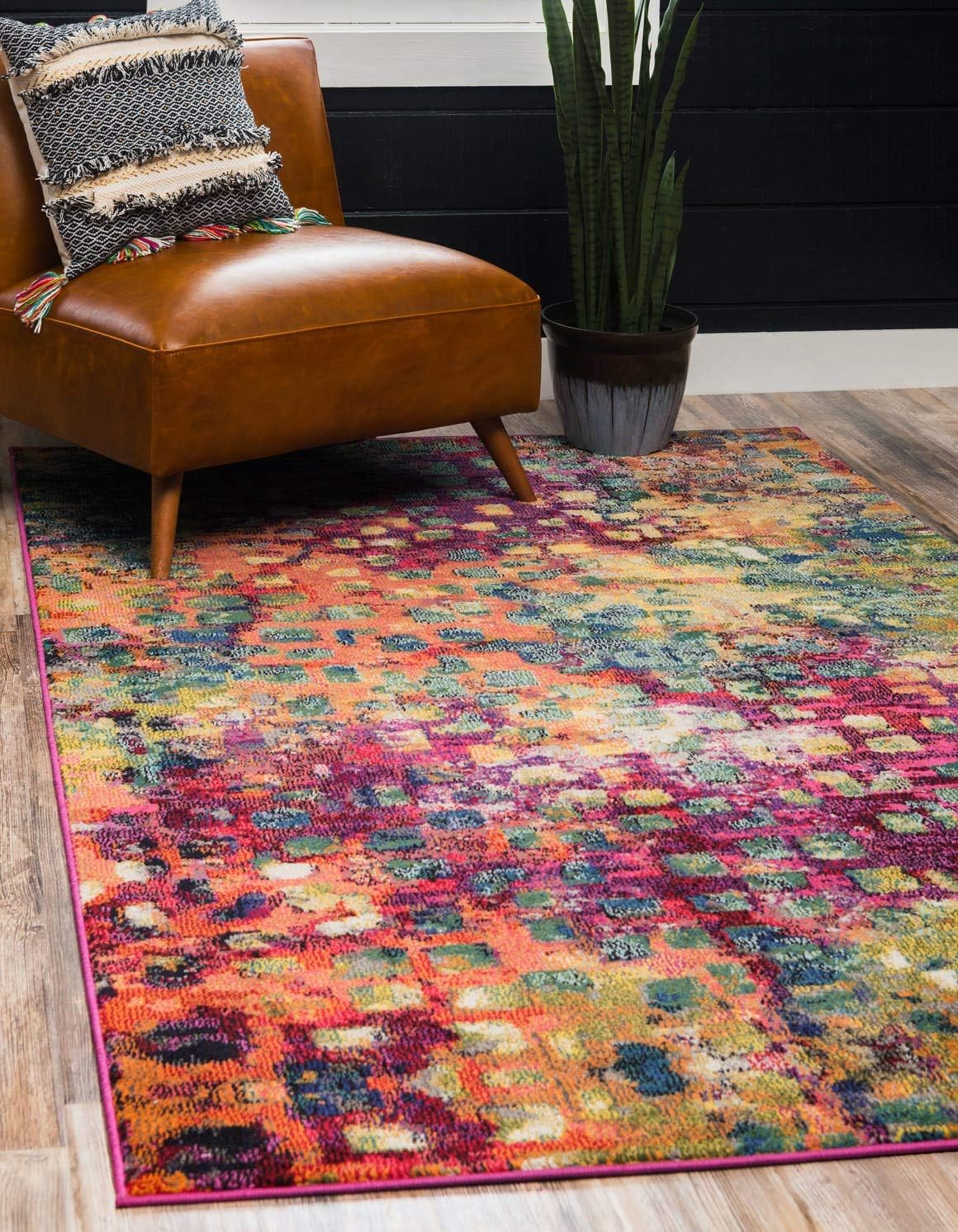 Alfombra rectangular 4x6ft moderna abstracta multi/azul