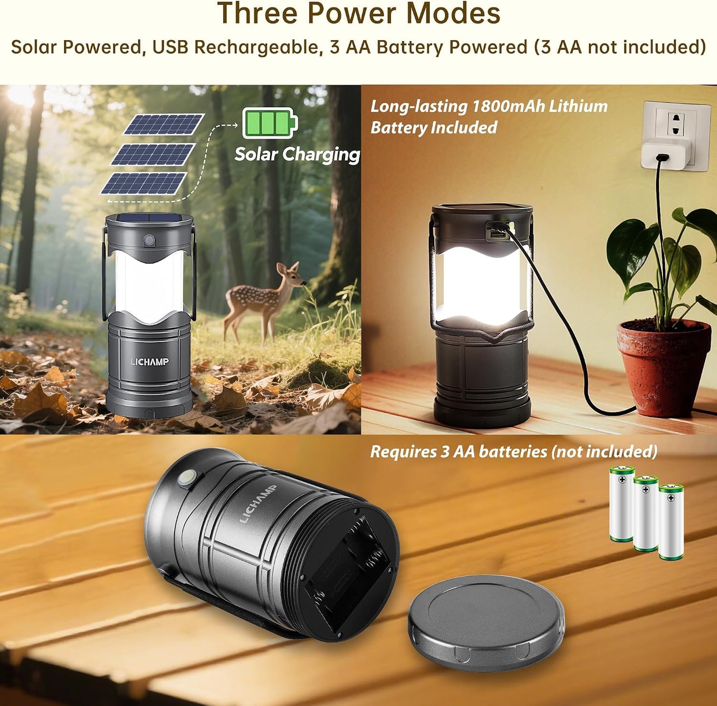 2 Pack Linternas Solares LED Recargables USB Modos Destello