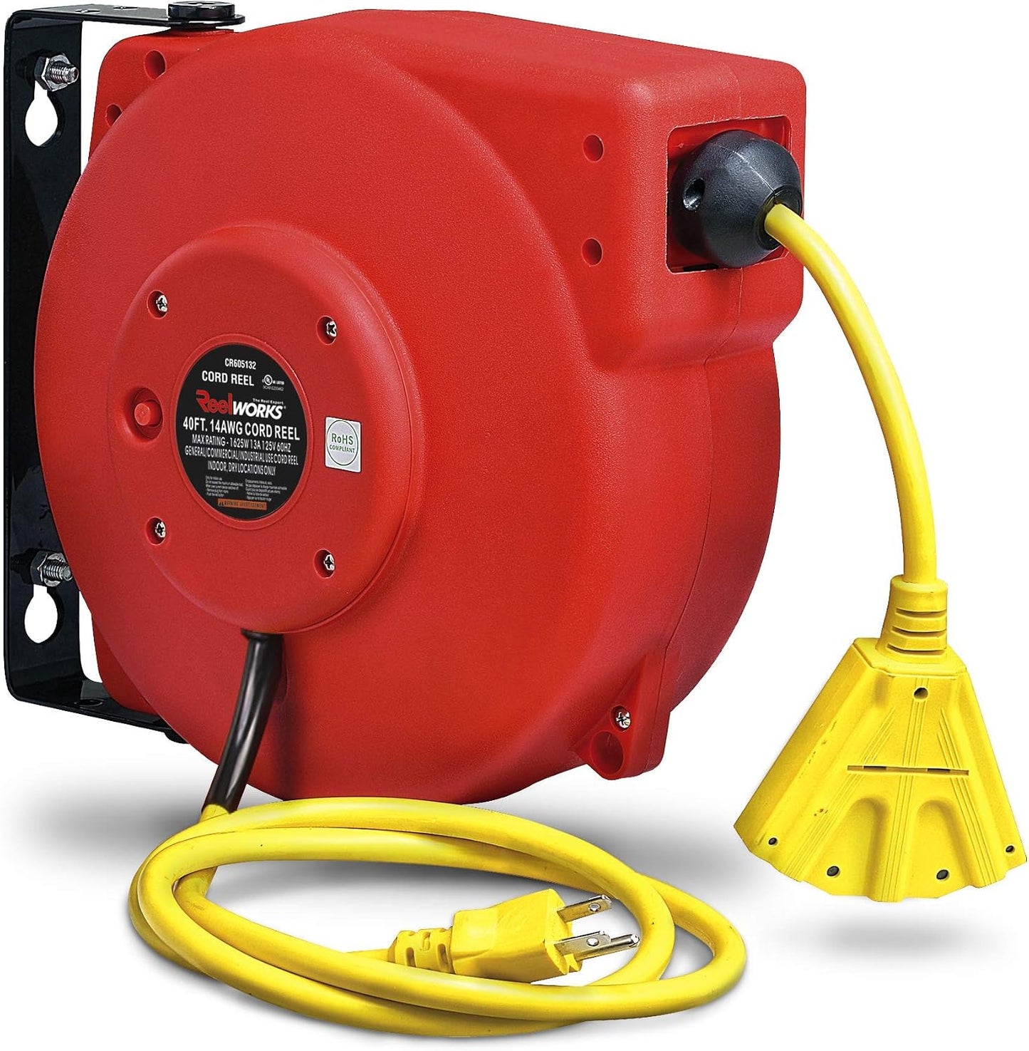 Carrete cable extensión 14AWG/3C SJT enchufe triple 40''