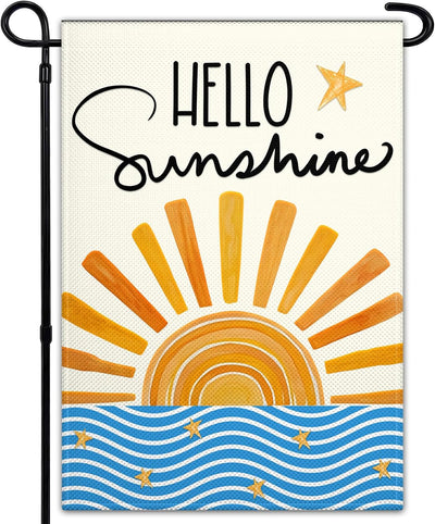 Banderas jardín 12x18pulg 3 capas hello sunshine decoración