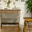 Mantel cuadrado gasa beige dorado 60x60pulg con lentejuelas