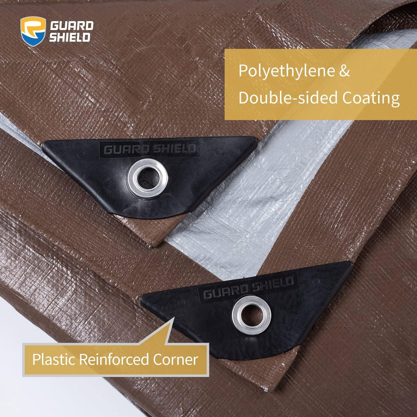 Lona polietileno 12x24ft 10mil UV ojales marrón/plateado