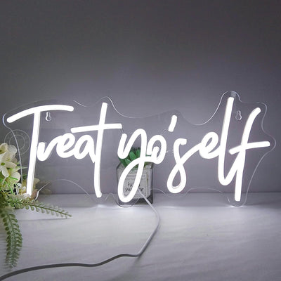 Letrero LED neon 'treat yourself' hogar 16.54x7.1pulg
