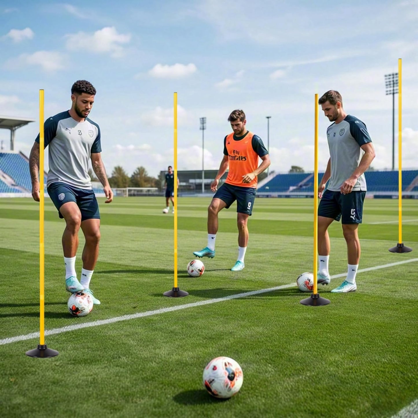 6 Pzas Poles Entrenamiento Agilidad 5ft con Base Goma