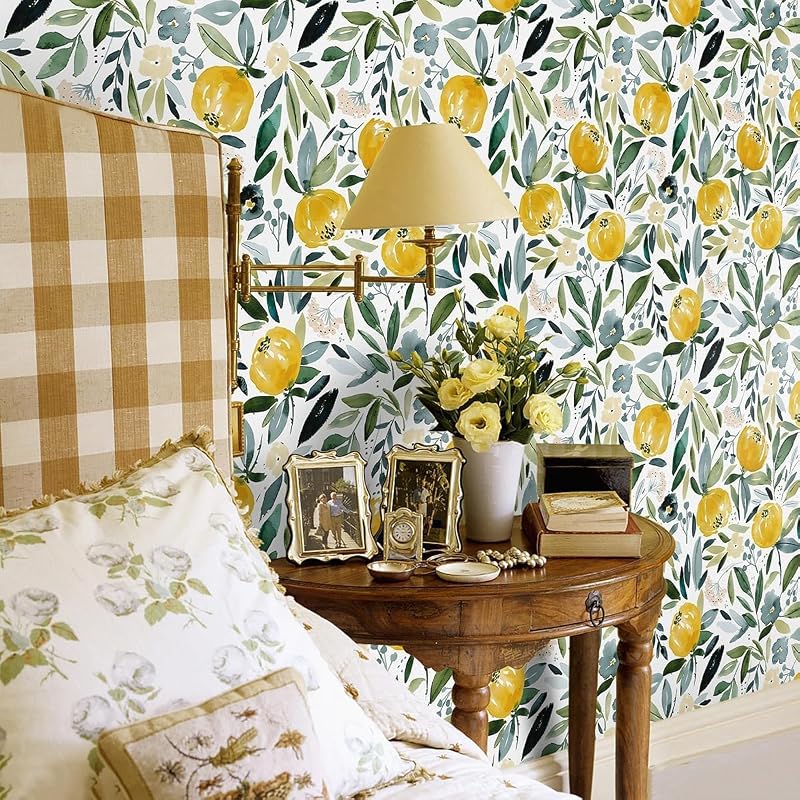 Papel tapiz floral autoadhesivo 16.1x394pulg para armarios