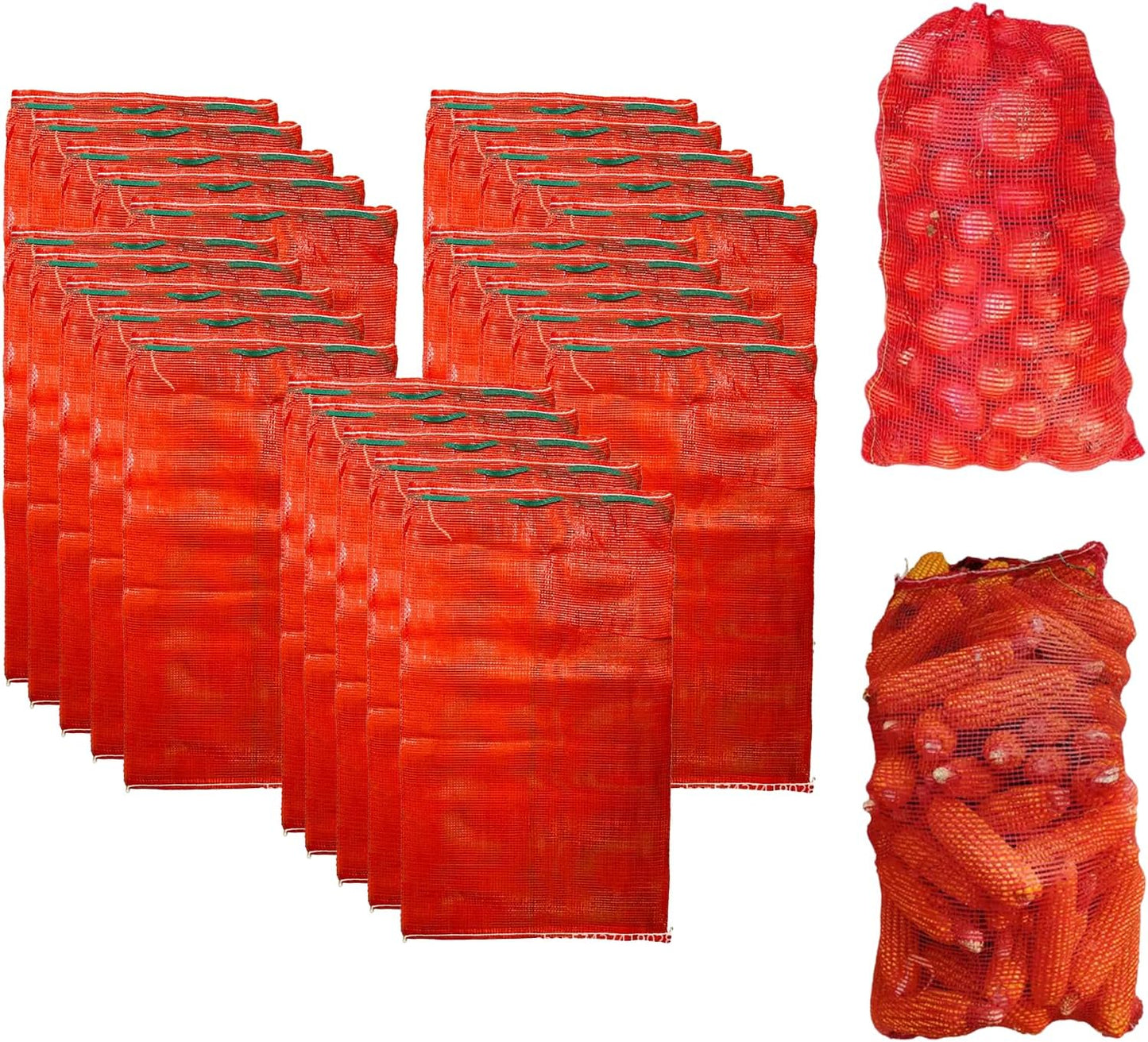 25 Pzas Bolsas Malla Roja Almacenamiento Verduras 24x14pulg