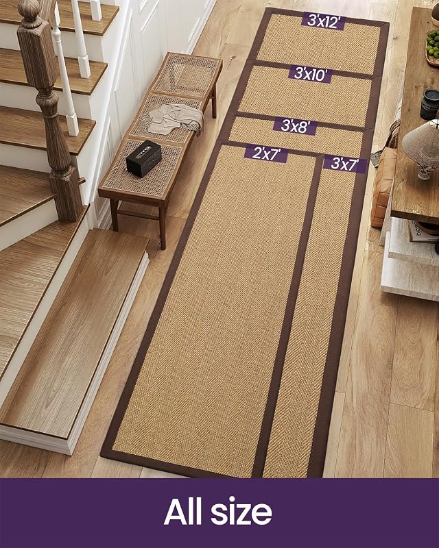 Alfombra pasillo yute 2x7pulg antiderrap interior cocina