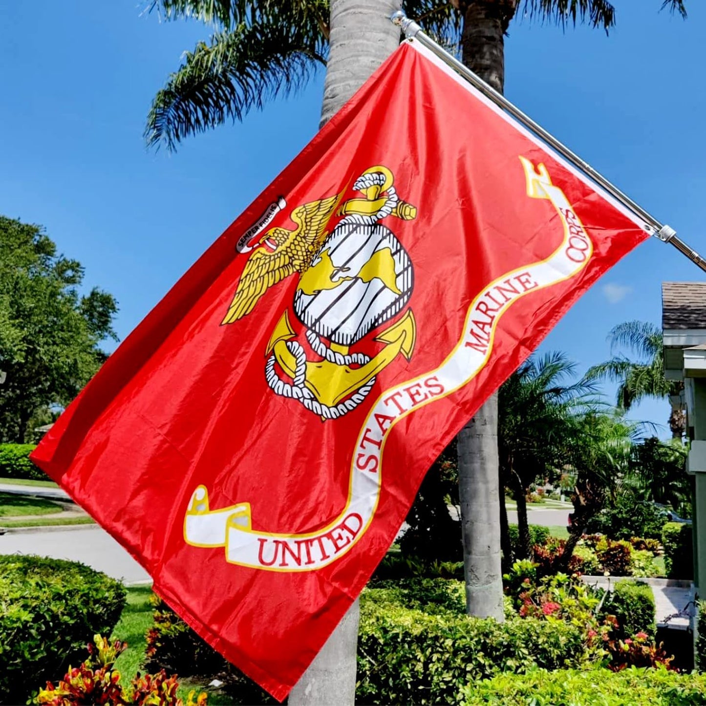Bandera USMC 3x5 doble cara resistente color vivo