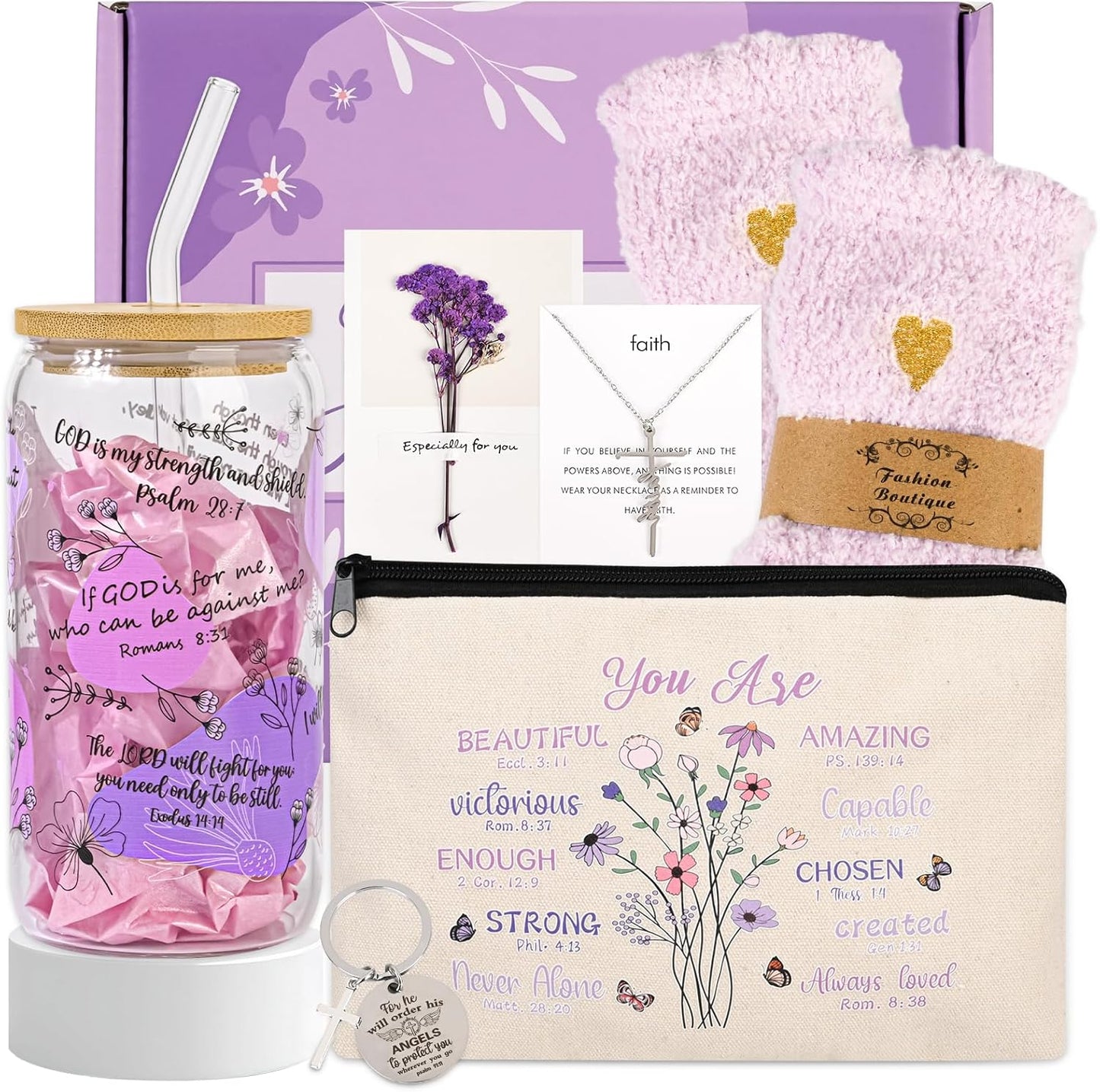 Regalos cristianos para mujer fe aliento púrpura