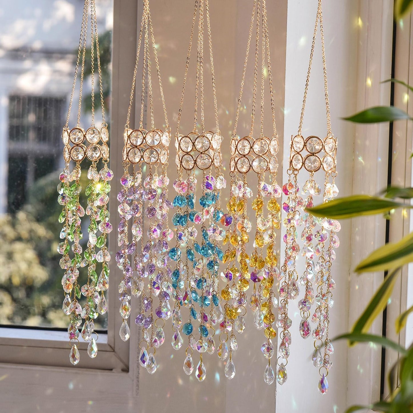 Atrapasoles cristal dorado para ventana interiores