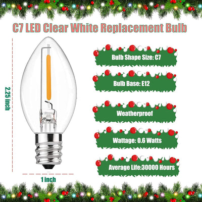 25 Bombillas LED C7 E12 0.6W 2700K para Luces Exteriores
