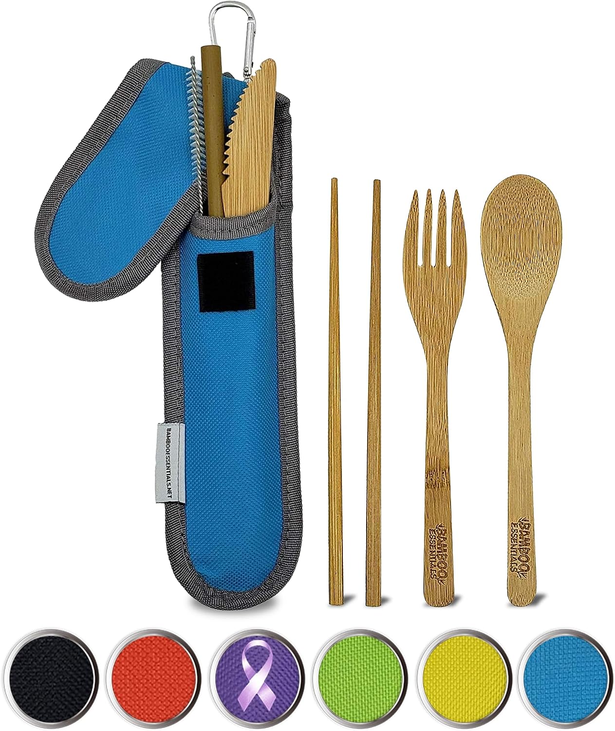 Set 1 Utensilios Viaje con Estuche Cuchillo Cuchara Tenedor