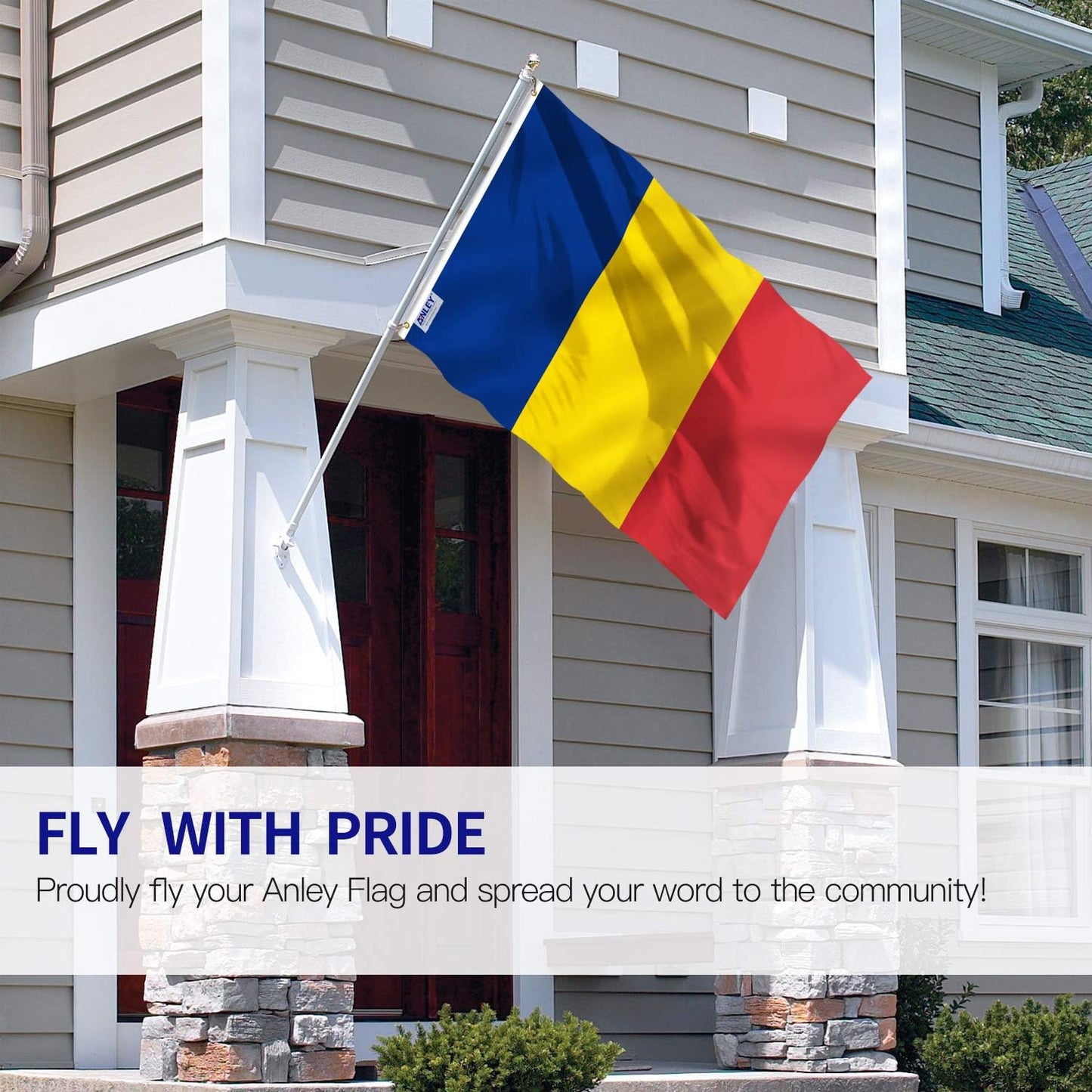 Bandera Chad 3x5ft poliéster color vivo doble costura