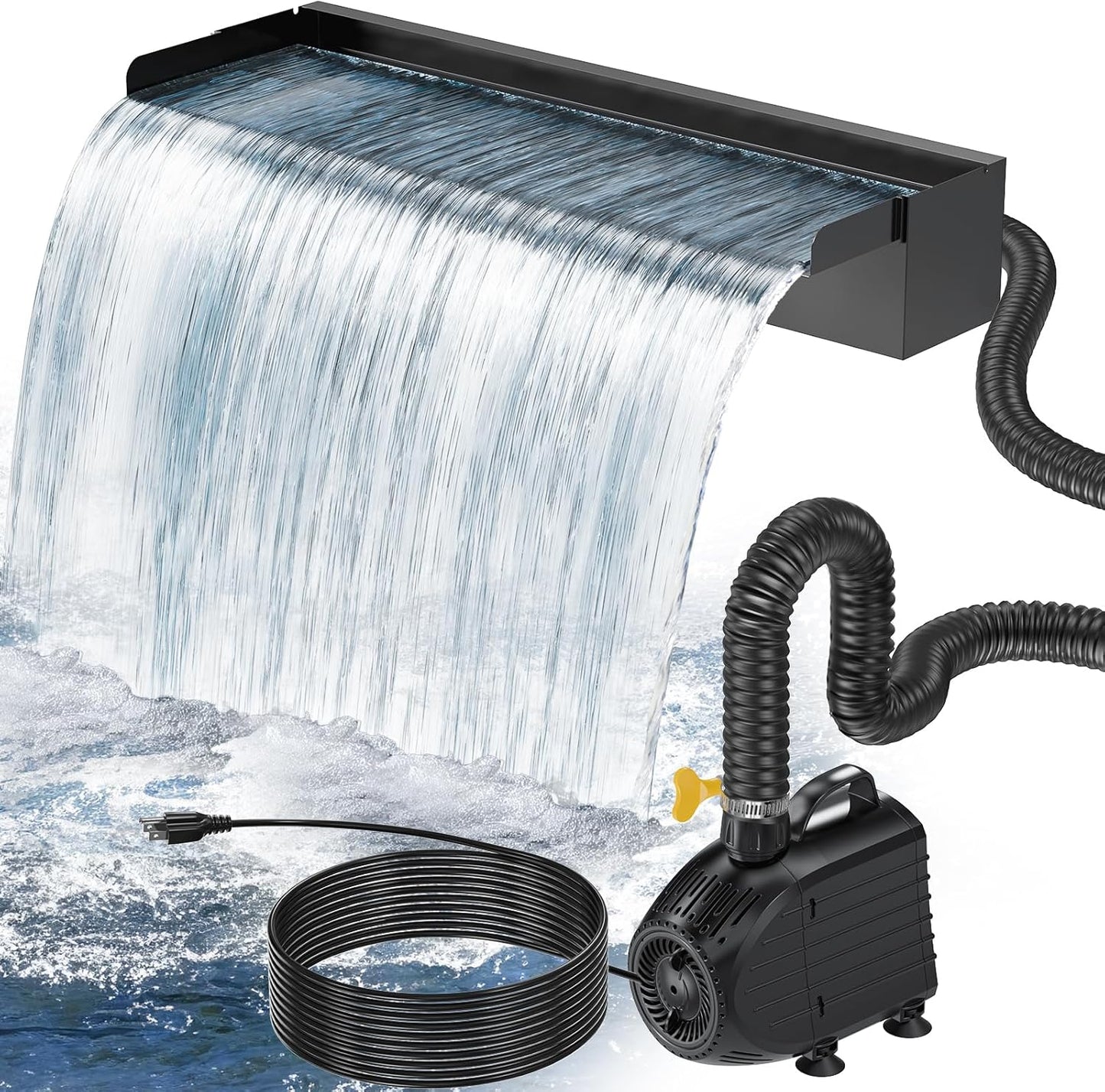 Derramero cascada estanque 24pulg bomba 1200GPH acero inox 304