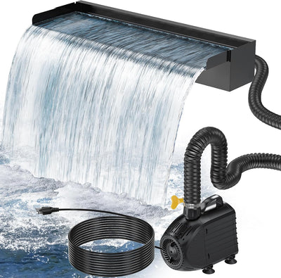 Derramero cascada estanque 24pulg bomba 1200GPH acero inox 304