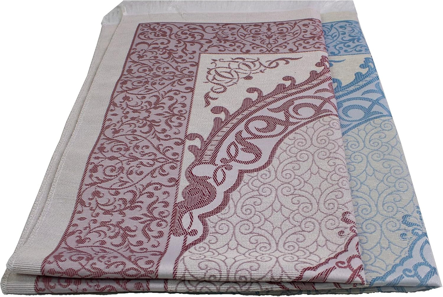 Tapete oración tejido felpilla tafetán blanco azul