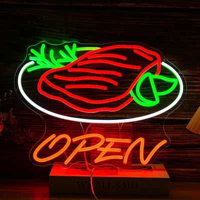 Letrero neón LED carne res regulable decoración asador barbacoa