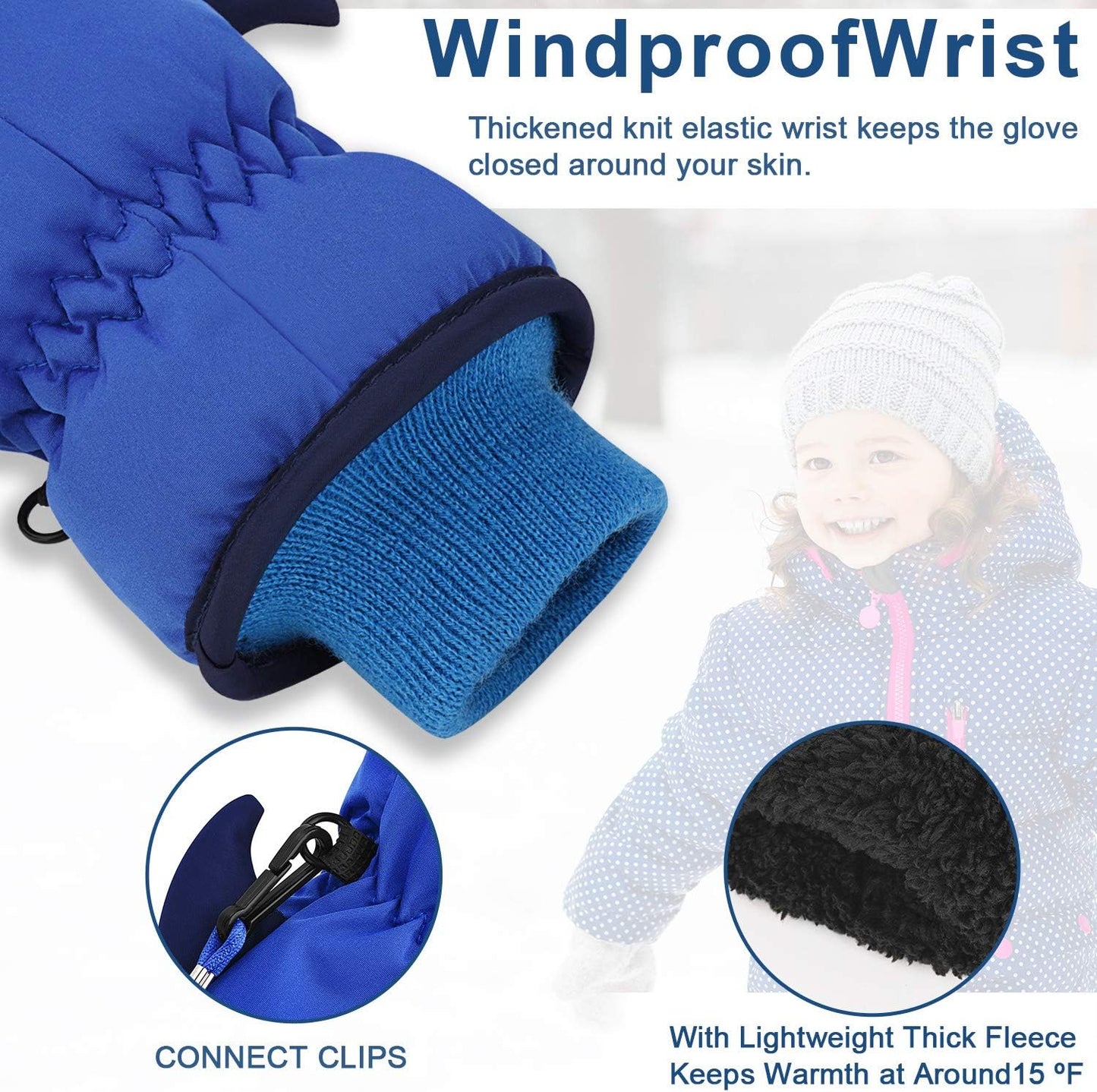 Guantes nieve niños impermeables cálidos 4-6 años