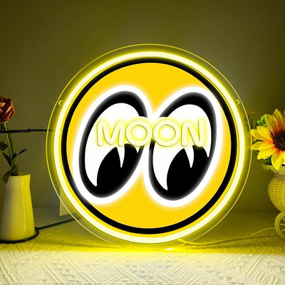 Letrero neón luna y ojos LED para garaje y dormitorio