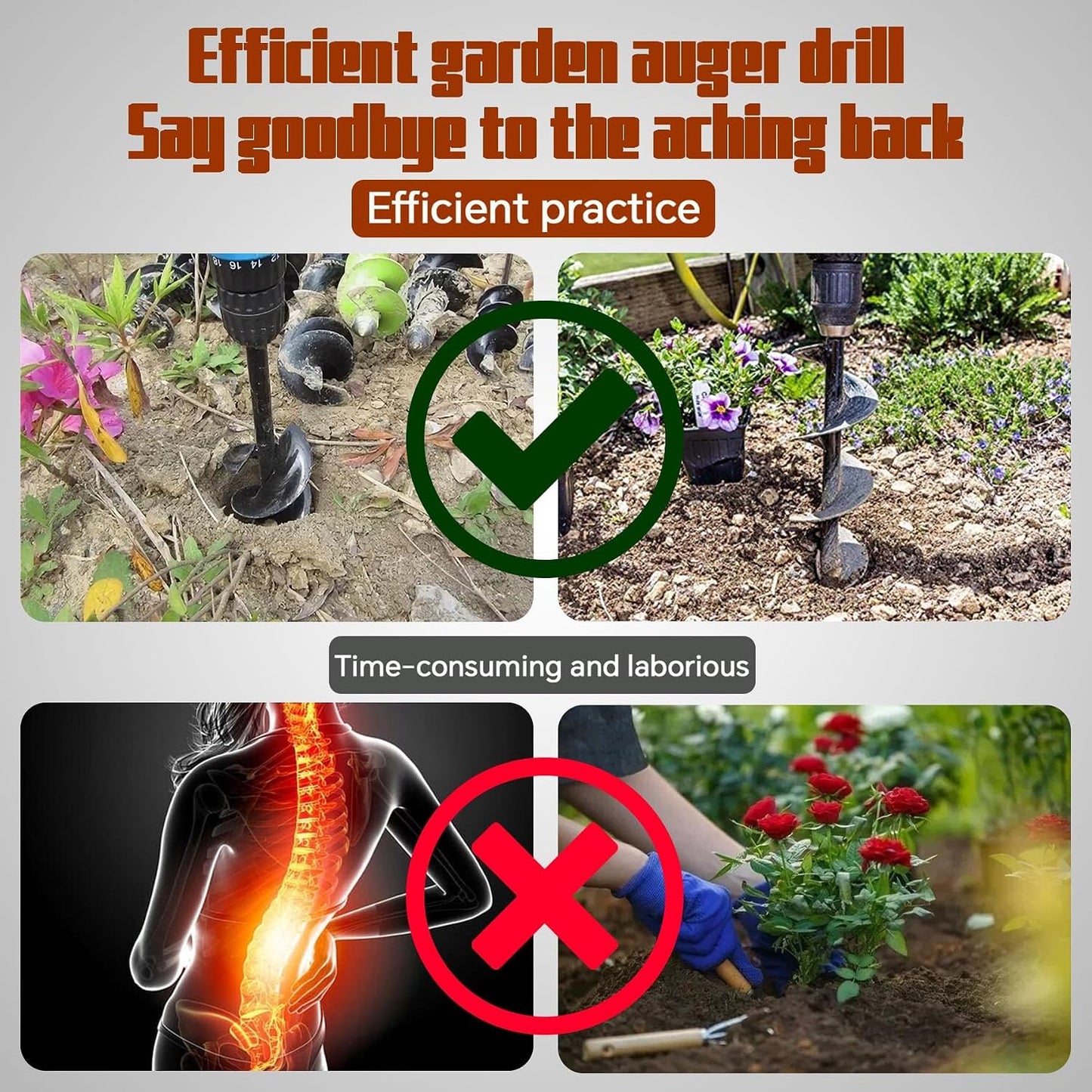 Broca taladro 6" para plantar jardinería eje 3/4"