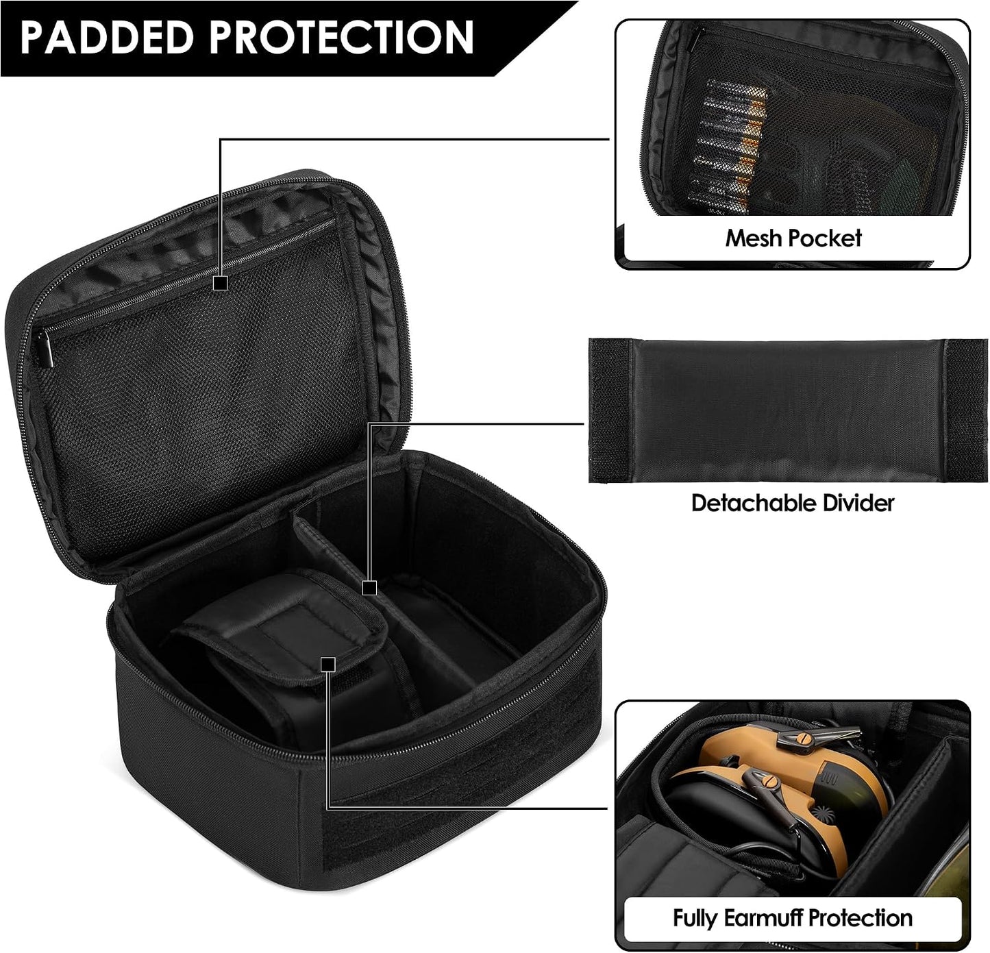 Funda transporte orejeras y gafas de tiro suave universal