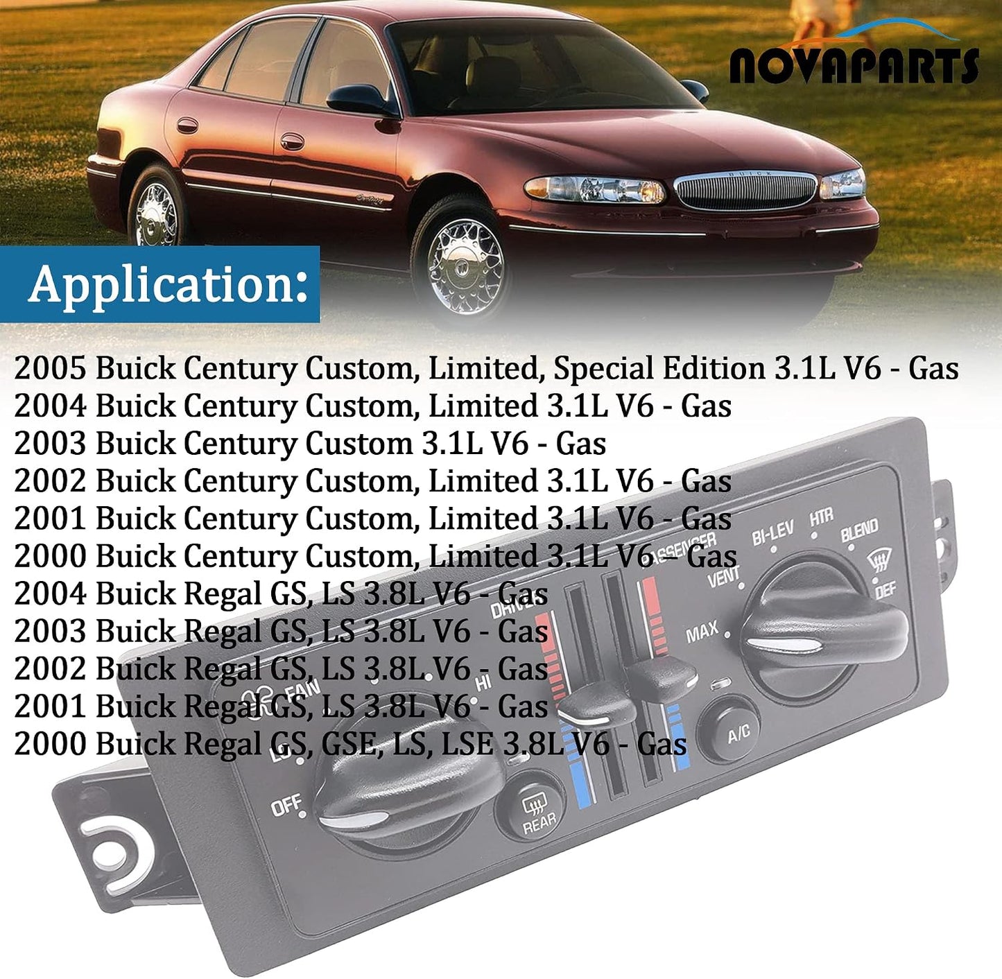 Interruptor control clima dual Buick Century 2000-04 Regal