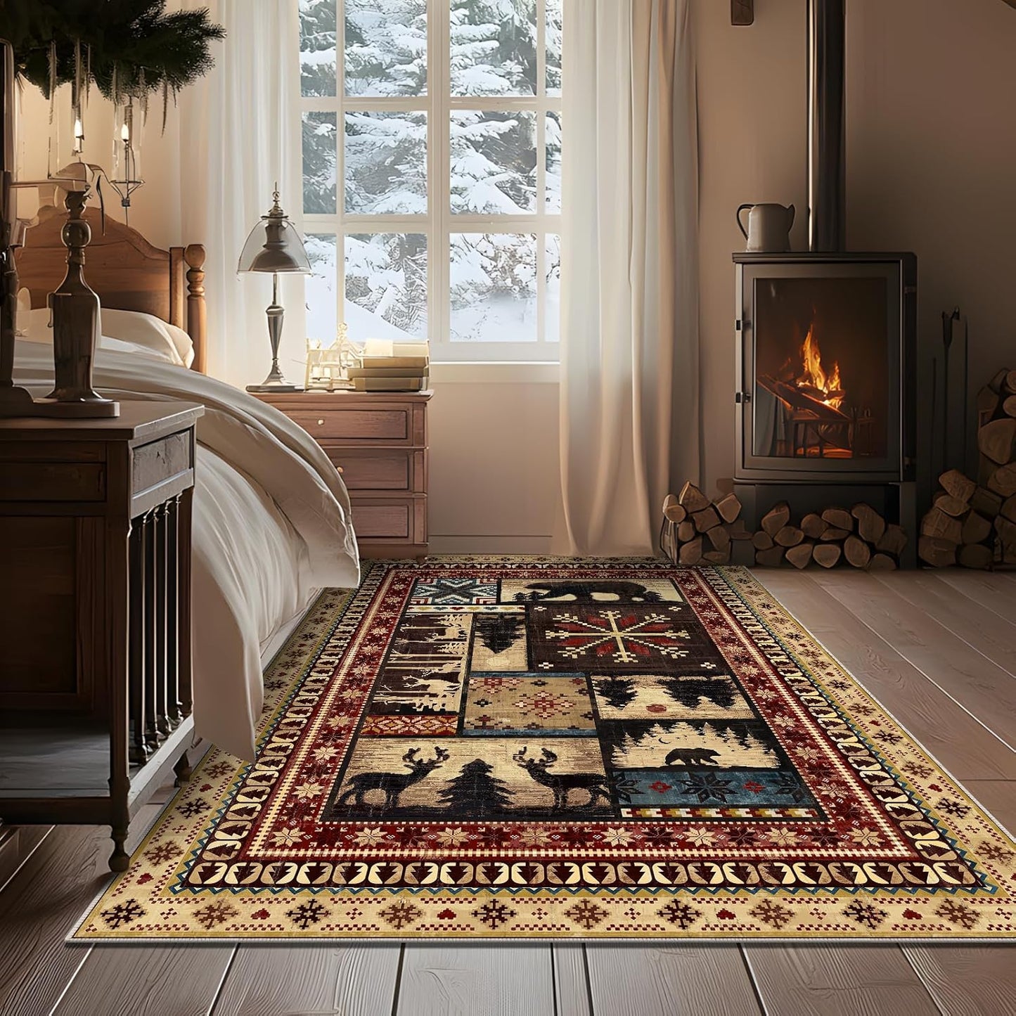 Alfombra oso navidad lavable 3x5ft antiderrap suave