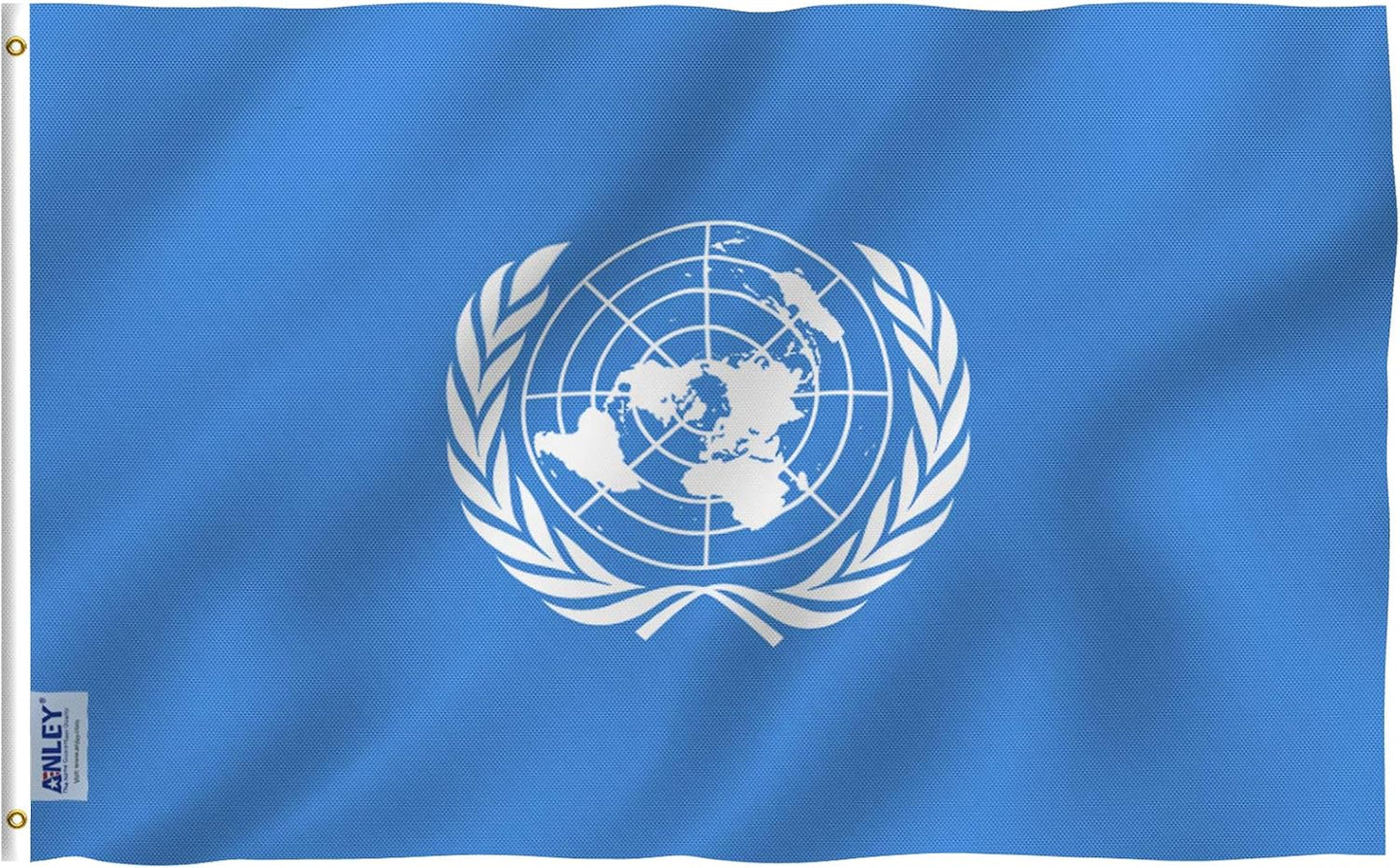 Bandera UN 3x5ft poliéster ojales latón doble costura