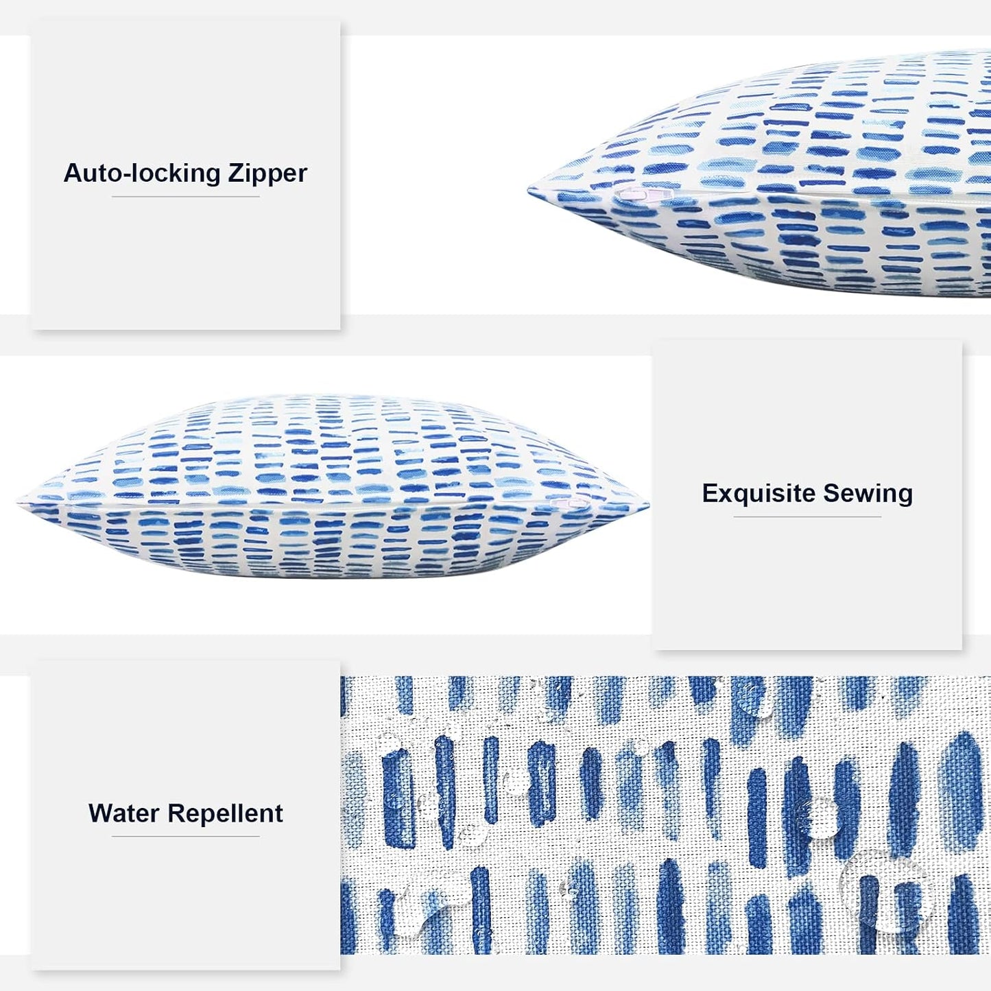 Almohadas lumbares repelentes agua 12x20" pack 2 azul