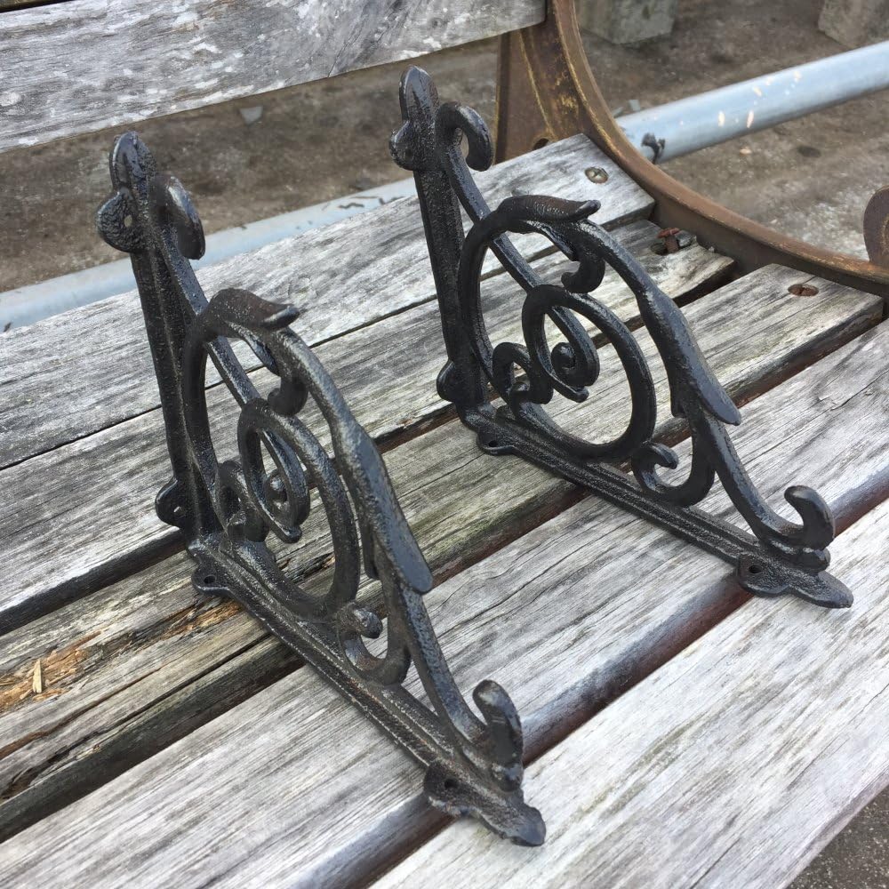 4 Soportes Estante Pared Hierro Fundido Estilo Antiguo Negro