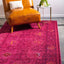 Alfombra vintage botánica roja 5x8ft