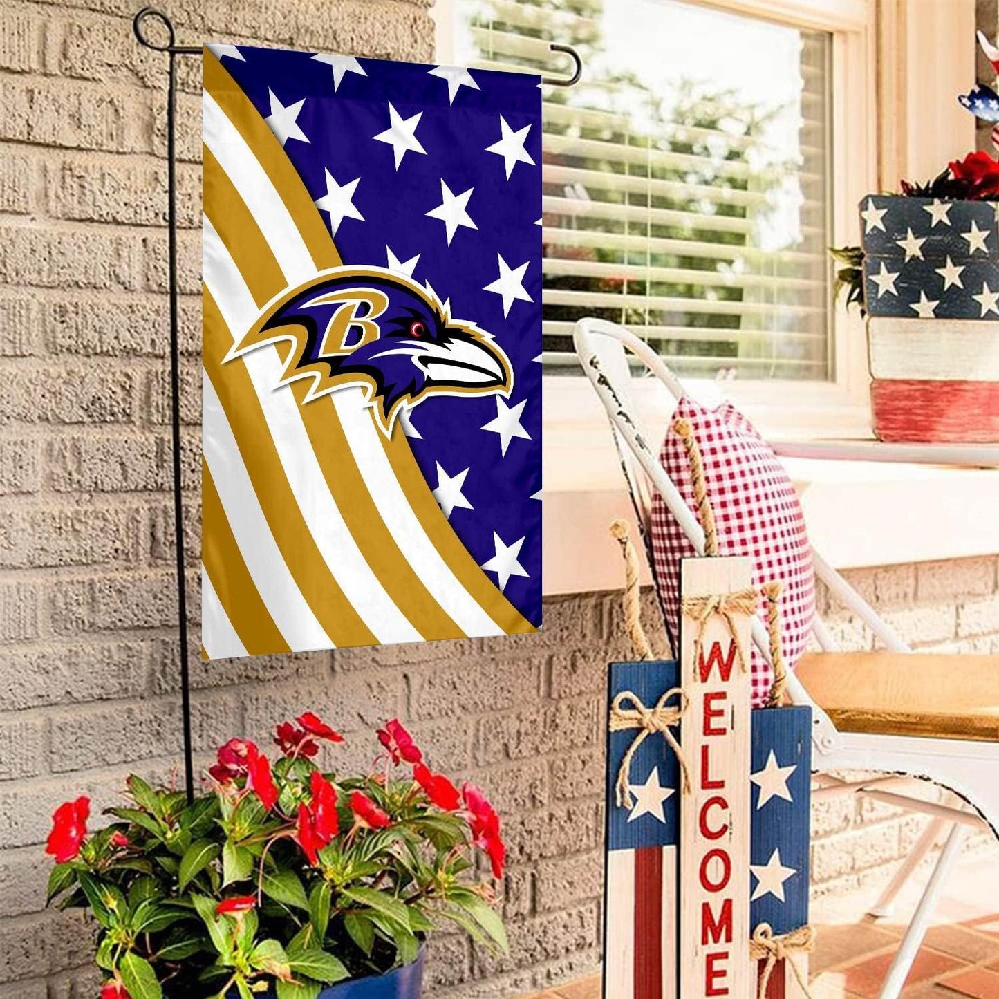 Bandera doble cara fútbol 12x18" decoración jardín