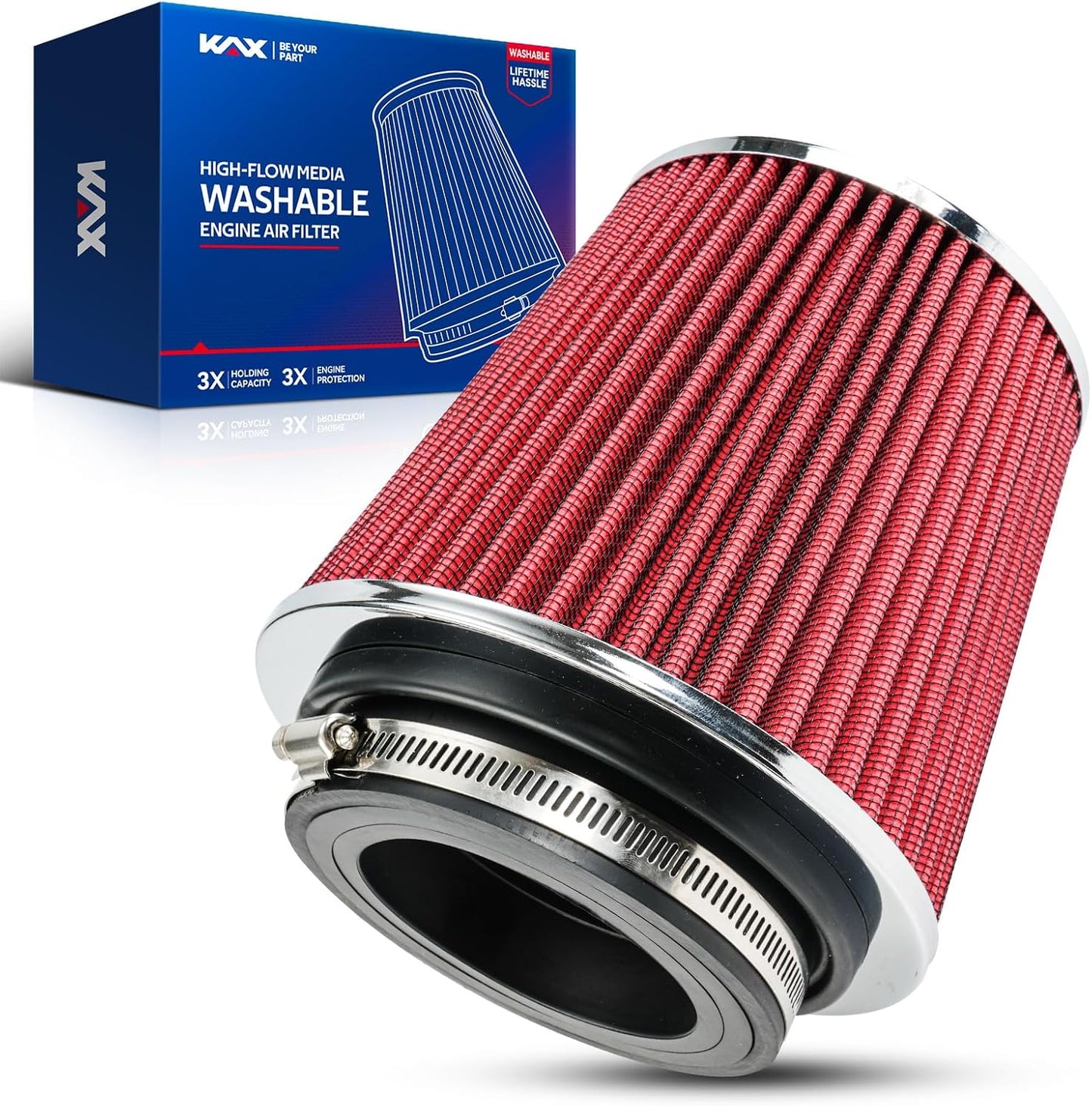 Filtro aire motor universal abrazadera 4" reutiliz.