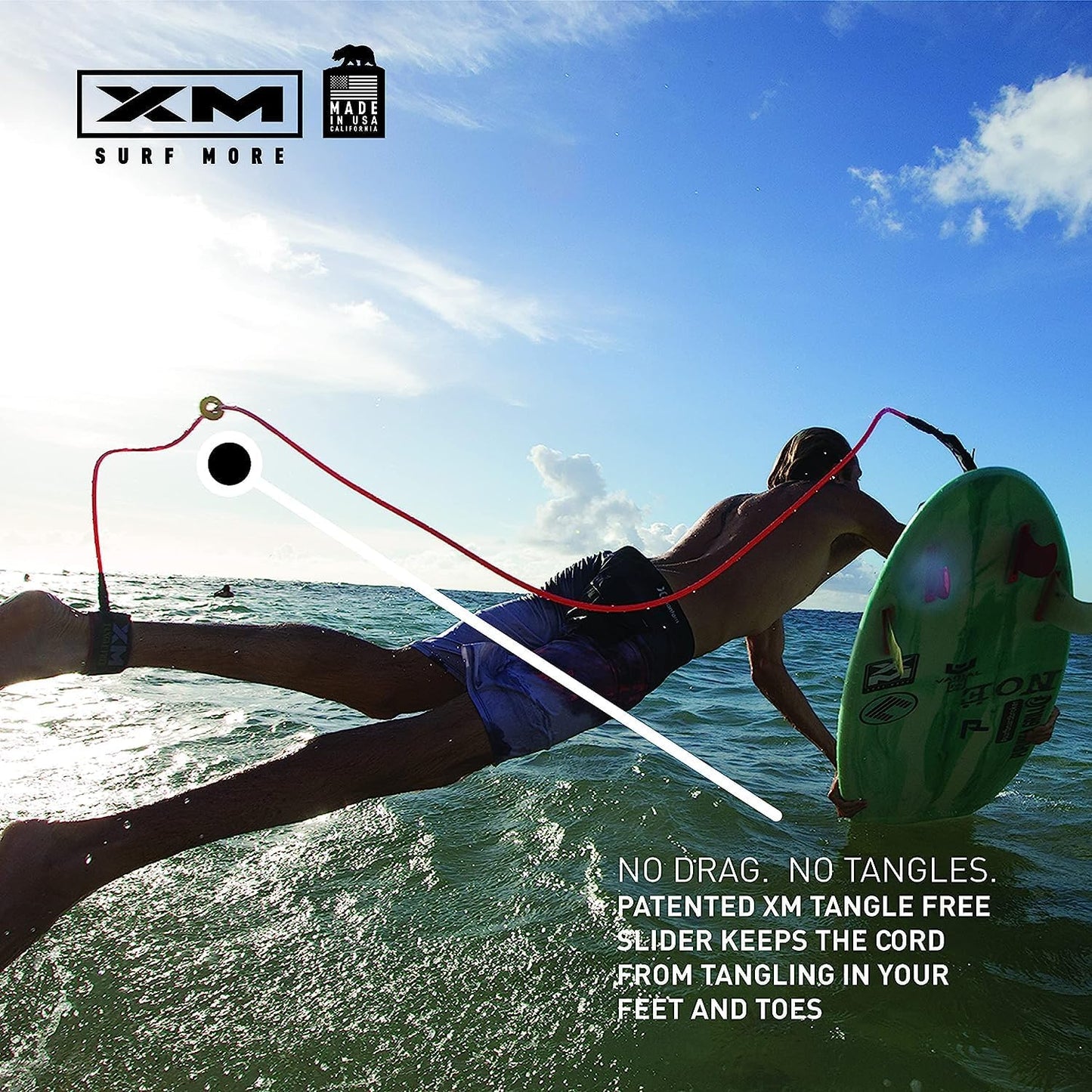 Correa tabla surf comp 5-10ft sin enredos con bolsillo