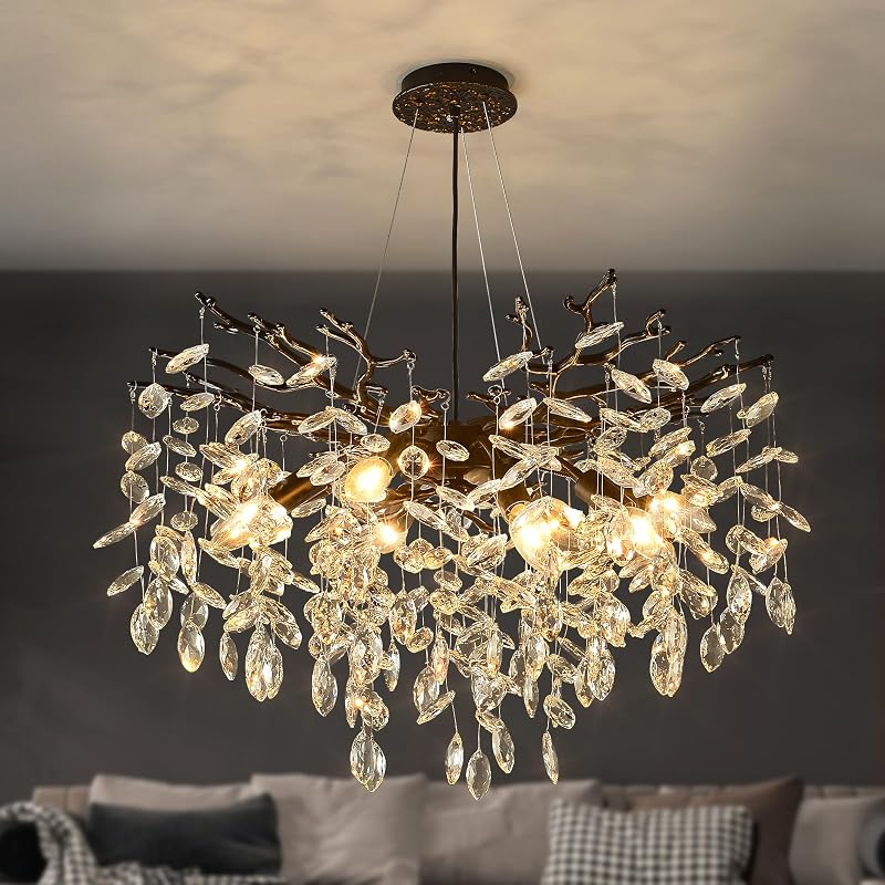 Candelabro cristal negro 24" 8 luces E12