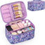 Bolsa maquillaje mujer viaje con asa divisor morado