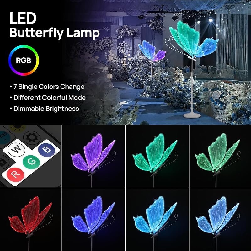 Lámpara pie mariposa RGB 7 colores ajustable fiestas