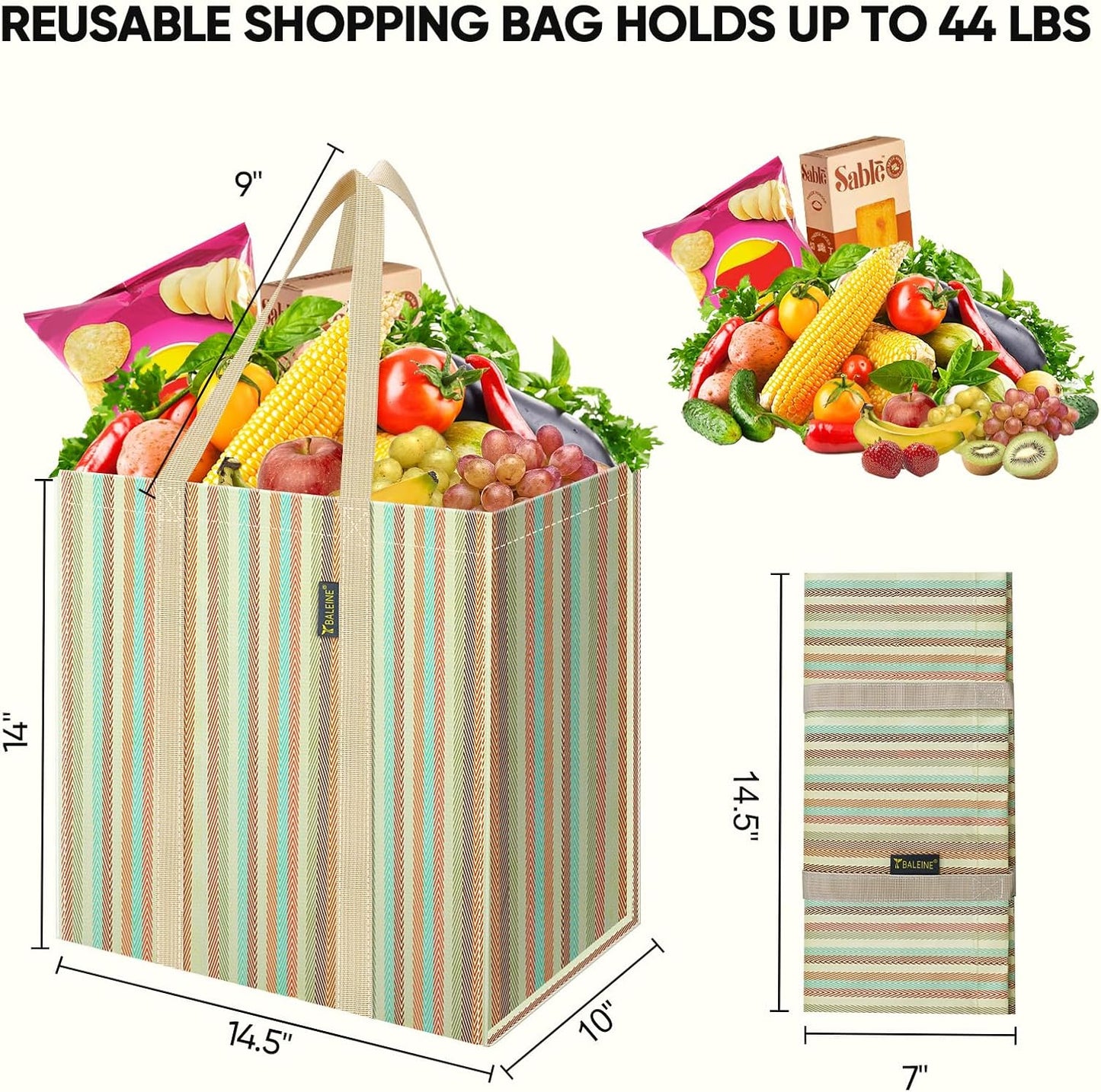 4 Pzas Bolsas Comestibles Reutilizables Plegables