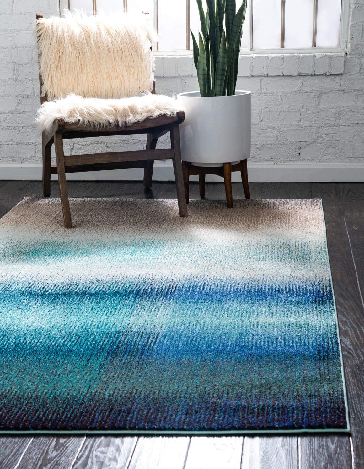 Alfombra moderna abstracta 3.3x5ft azul/beige