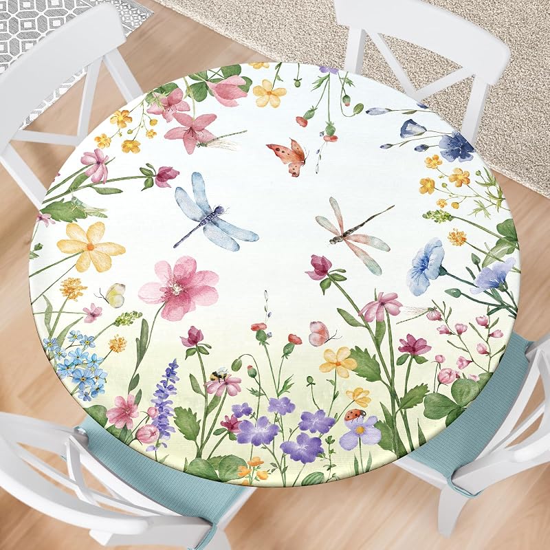 Mantel redondo ajustable floral impermeable