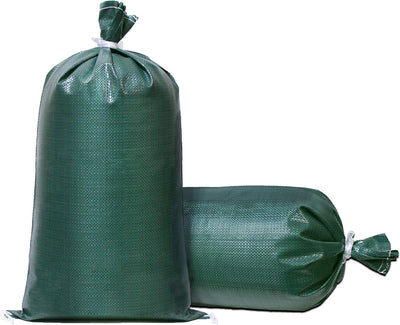 Sacos arena tejido verde duraderos con lazos 14x26pulg 10uds