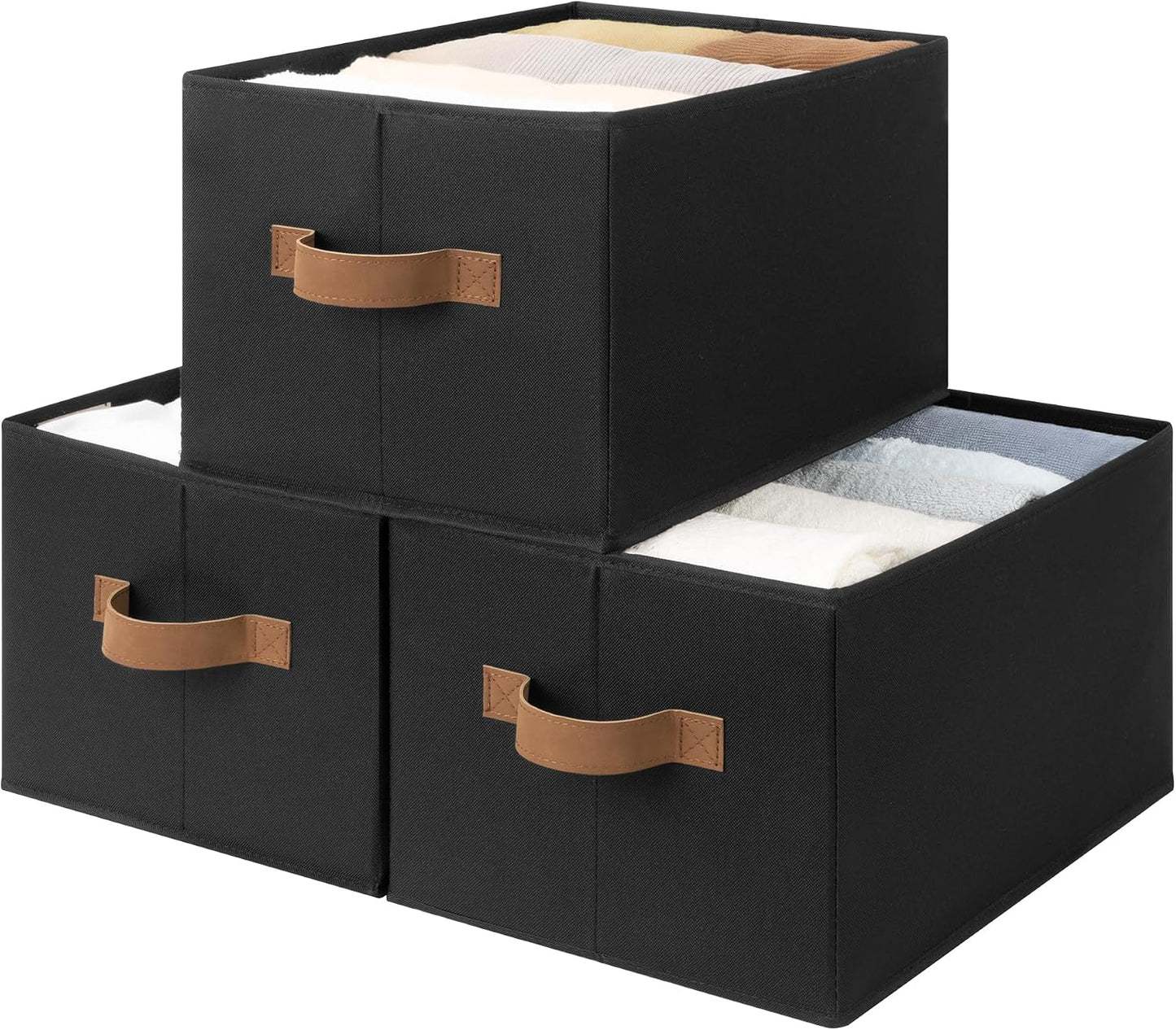 Organizadores tela cestas plegables lavandería negro pack