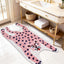 Tapete sala set forma leopardo antiderrap rosa